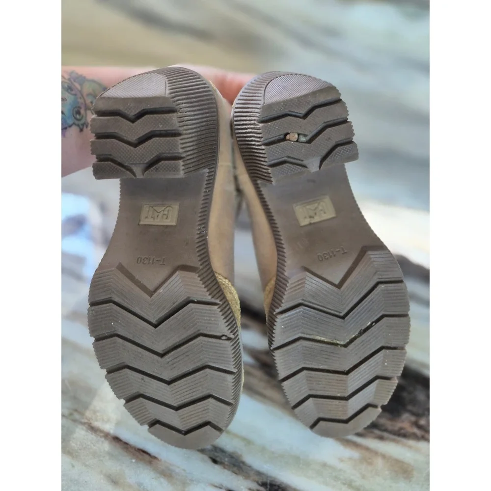 Caterpillar CAT Tan Textile Wedge Ankle Boots Womens‎ 7 Pull On Gorpcore Utility
